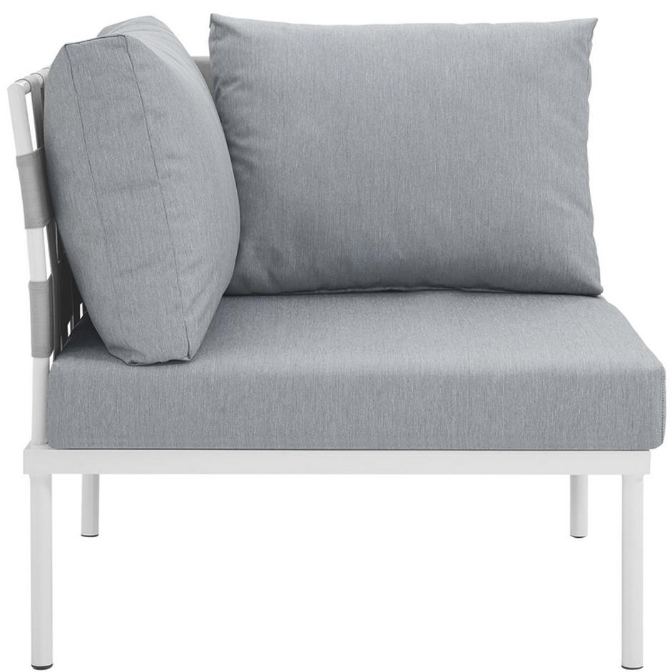 Concord Outdoor Patio Aluminum Corner Sofa In White Gray by Modway Furniture