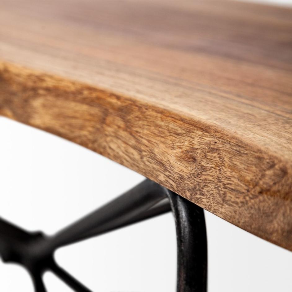 Papillion III 66x18 Natural Solid Wood and Iron Dining Bench by Mercana