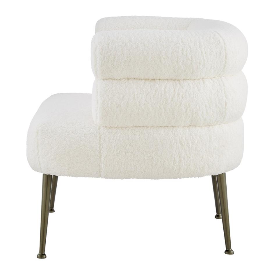 Zerline KD Faux Shearling Accent Chair, Shearling Beige by New Pacific Direct
