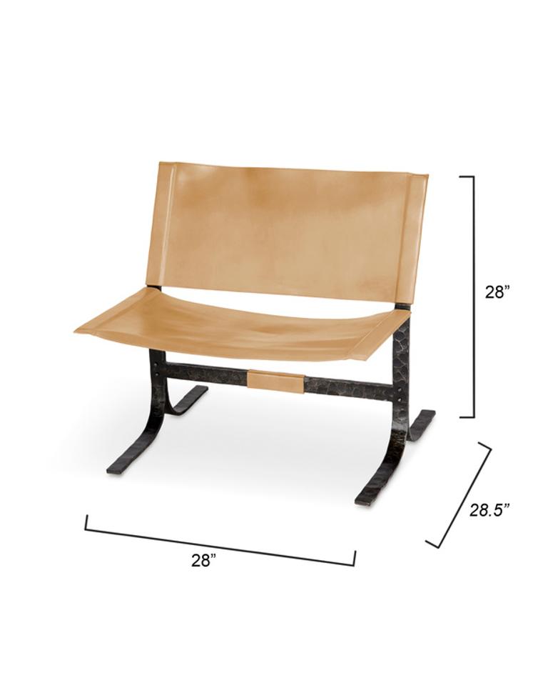  Alessa Leather Sling Chair, Cashew by Jamie Young