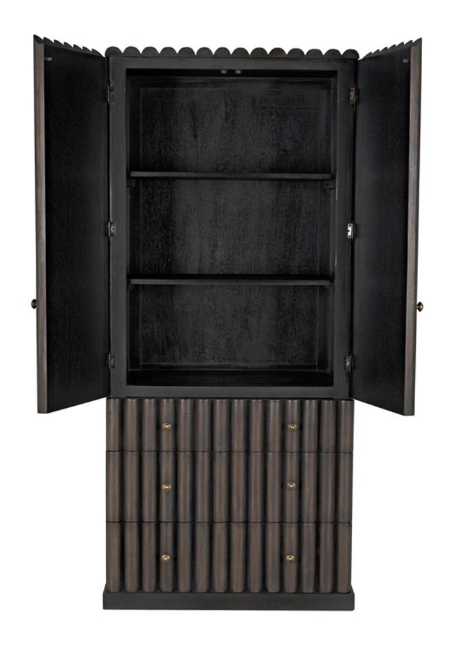 Amunet Mahogany Hutch in Pale Finish with Light Brown Trim and Brass Pulls by Noir Furniture
