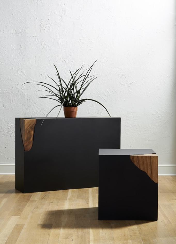 Cornered Side Table, Natural, Iron by Phillips Collection