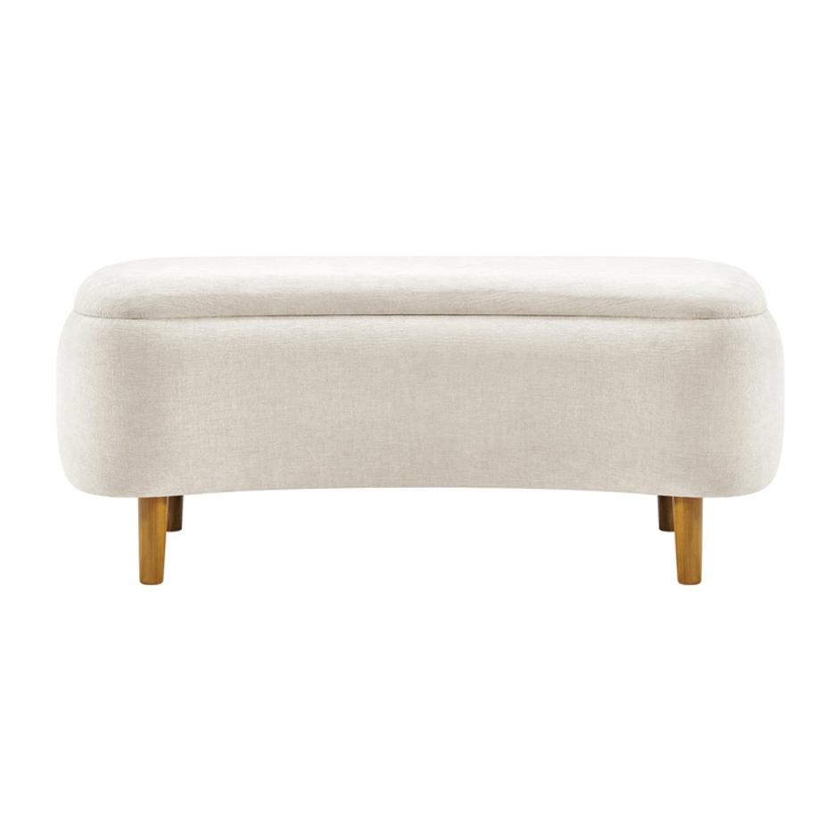 Leony Chenille Storage Bench, Seneca Beige  by New Pacific Direct