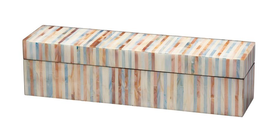 Roosevelt Blue Mother of Pearl Decorative Box, Large  by Jamie Young