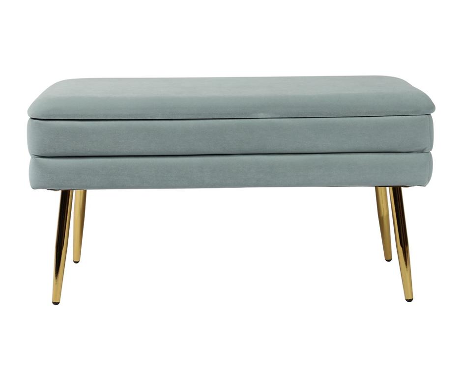 Ziva Sea Blue Velvet Storage Bench by tov furniture