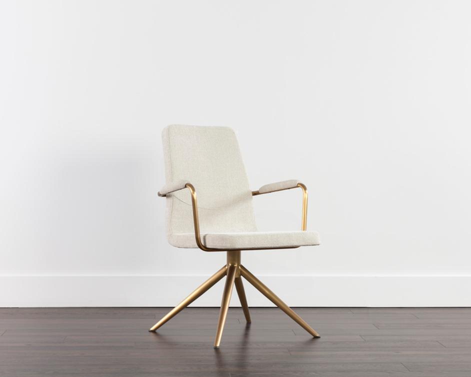 HILDA SWIVEL DINING ARMCHAIR - CHACHA CREAM by Sunpan