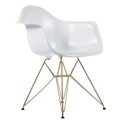Lorena Fiberglass Arm Chair - White Matte / brass by Aeon Furniture
