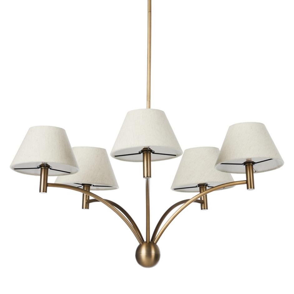 Linus Chandelier In Aged Brass Iron-Oatmeal Linen by Four Hands