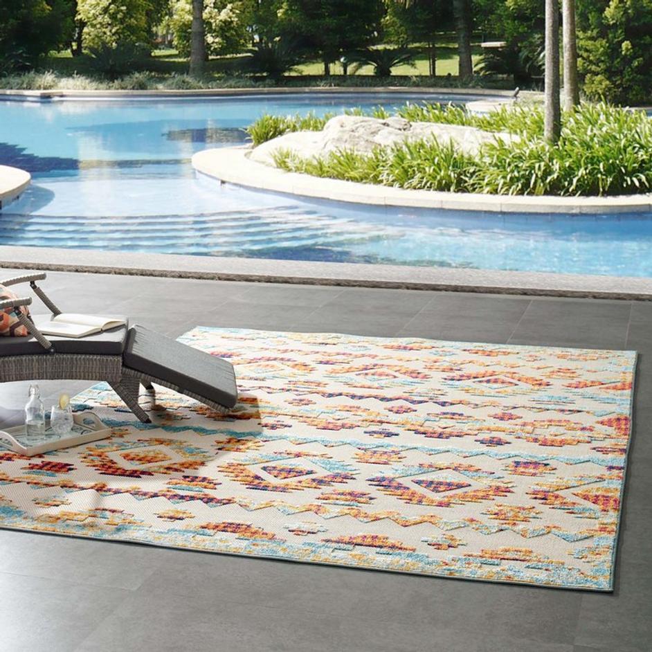 Burket Takara Abstract Diamond Moroccan Trellis 8X10 Indoor And Outdoor Area Rug In Multicolored by Modway Furniture