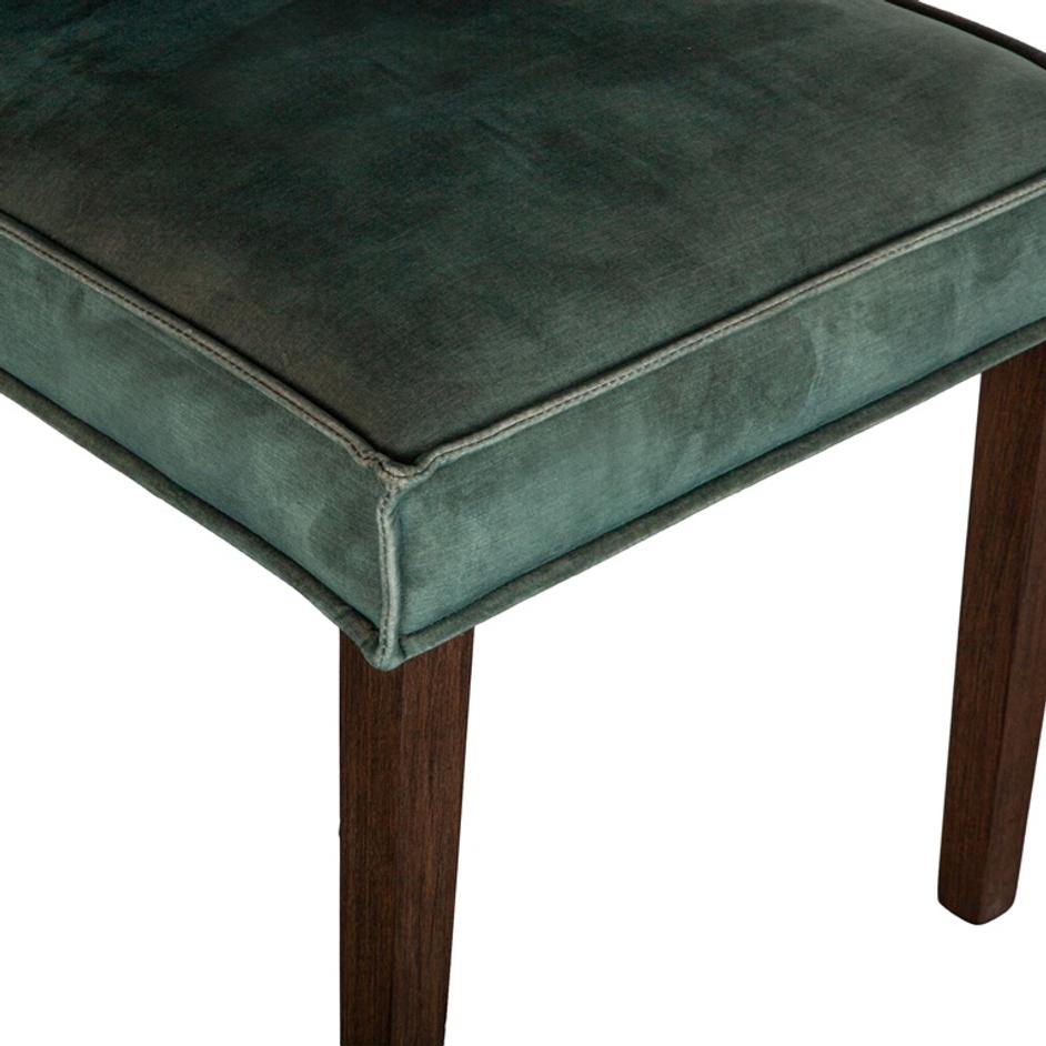Madison Side Chair Green Velvet, Weathered Teak Legs by Home Trends & Design
