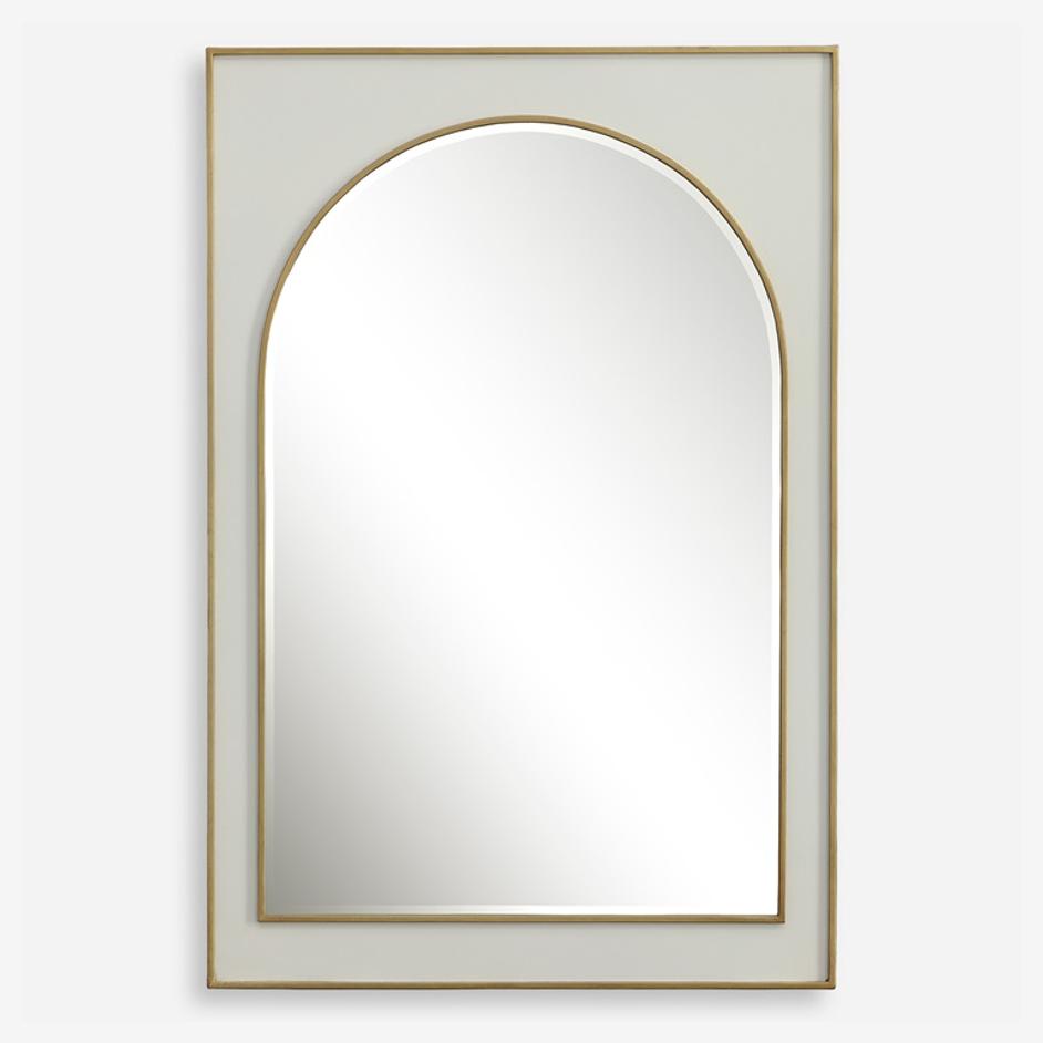 Crisanta Gloss White Arch Mirror by Uttermost