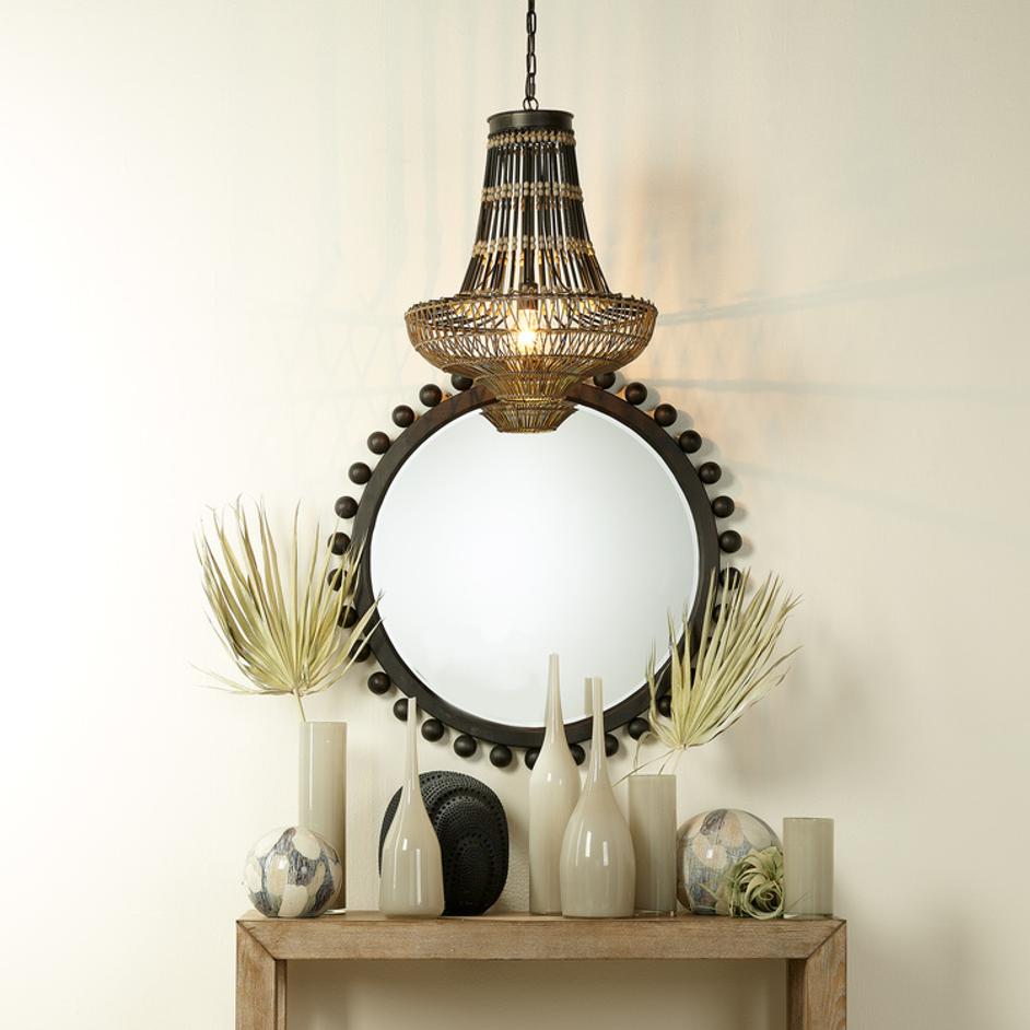 Brighton Round Wood Mirror, Charcoal by Jamie Young