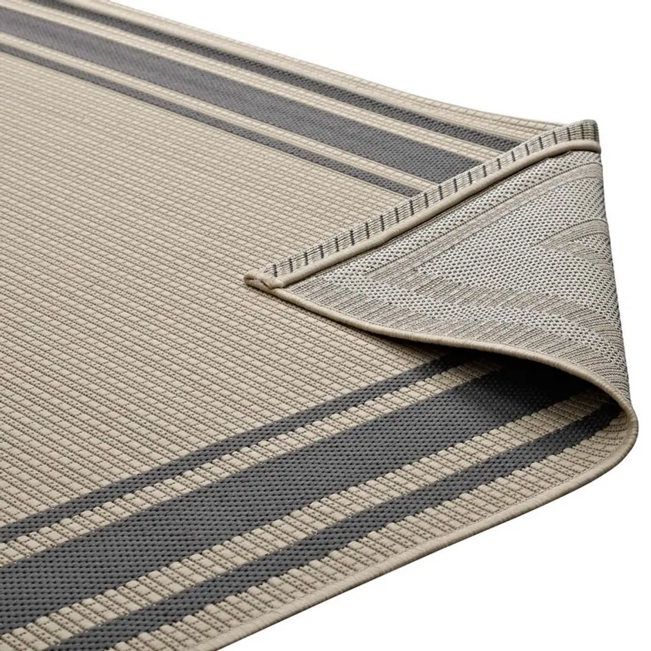 Haston Solid Border 5X8 Indoor And Outdoor Area Rug In Gray And Beige by Modway Furniture