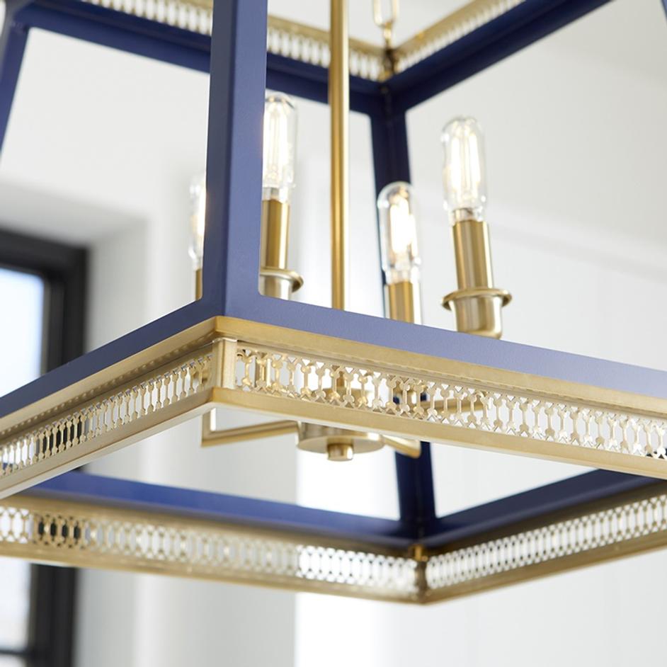 Gerard Pendant in Blue and Aged Brass by Cyan Design