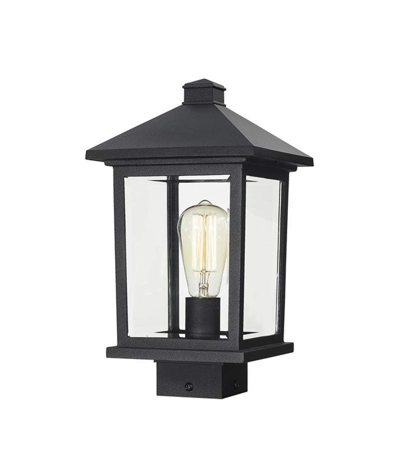 Portland 1 Light Post Mount Light in Black Finish by Z-Lite