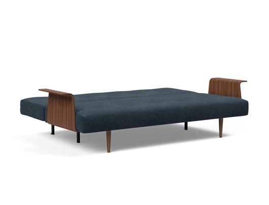 RECAST PLUS SOFABED W/ARMS in NIST BLUE FABRIC WITH Dark wood LEGS 515 by INNOVATION USA