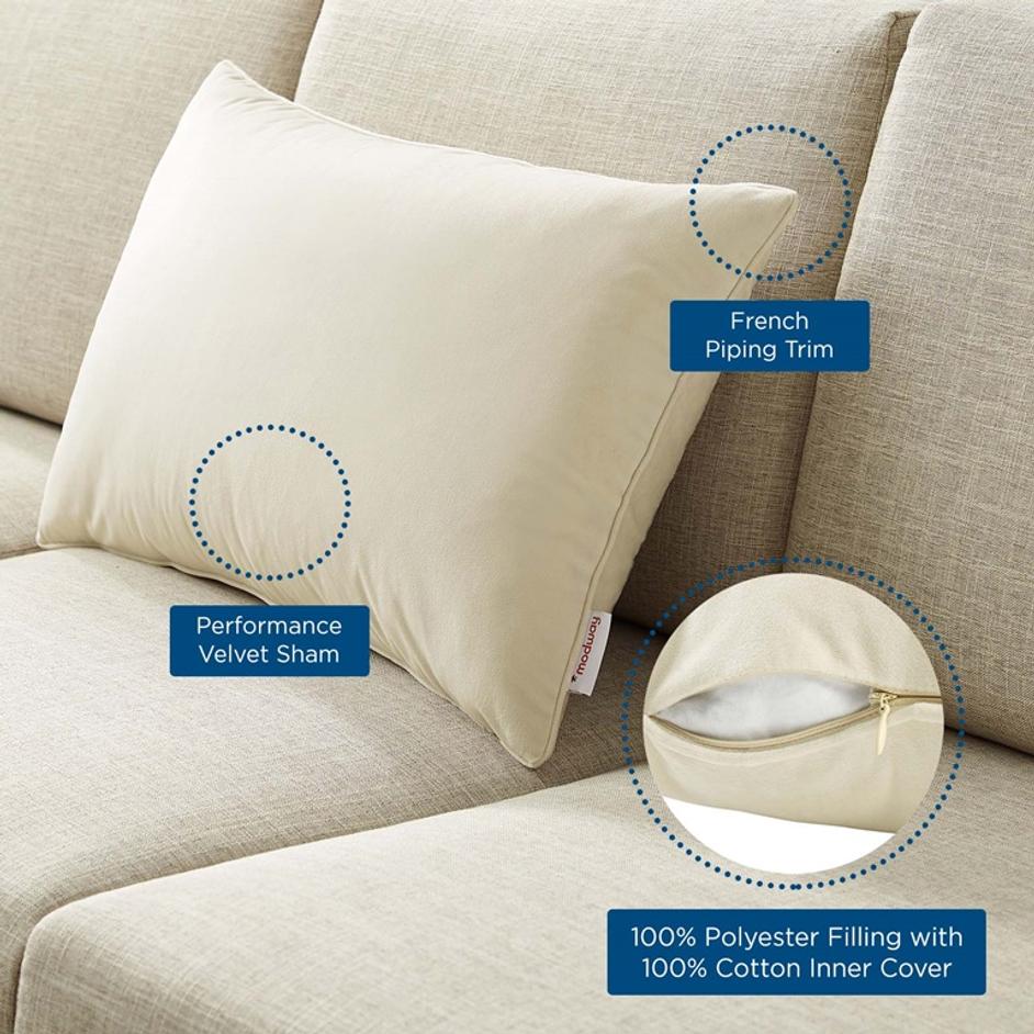 Annabel 24" Lumbar Performance Velvet Throw Pillow In Ivory by Modway Furniture