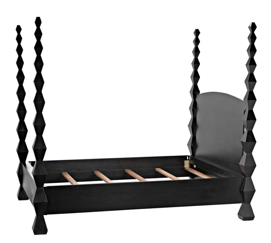 Brancusi Bed, Queen, Hand Rubbed Black by Noir Furniture
