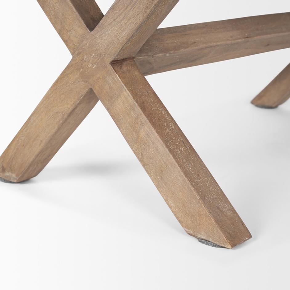 Solis 50L x 16W Brown Base Upholstered Beige/Black Stripe Seat Accent Bench by Mercana