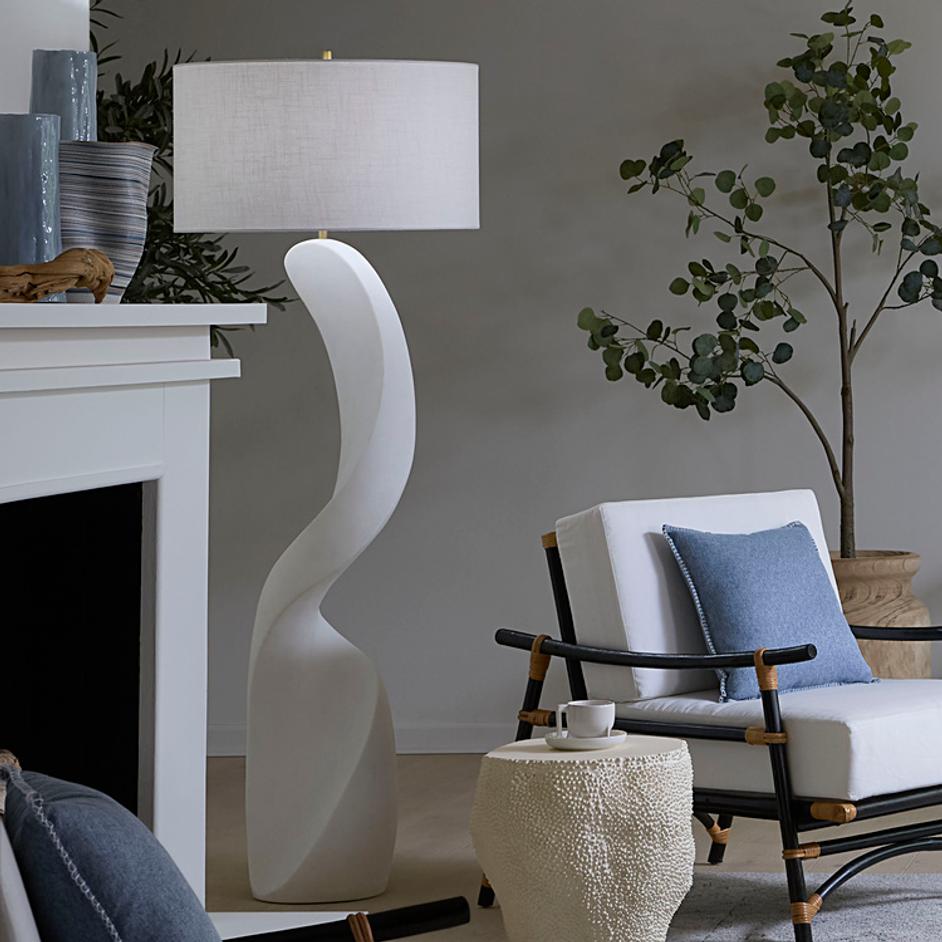 Cobra Ricestone Floor Lamp with Linen Shade by Jamie Young