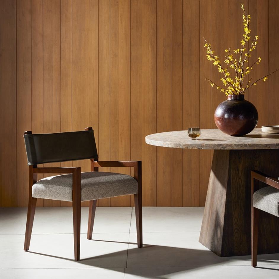 Ferris Dining Armchair In Nubuck Charcoal by FOUR HANDS