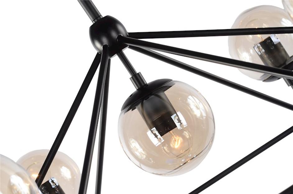 Hodge Pendant Lamp In Black /Cognac Glass by GALLA HOME