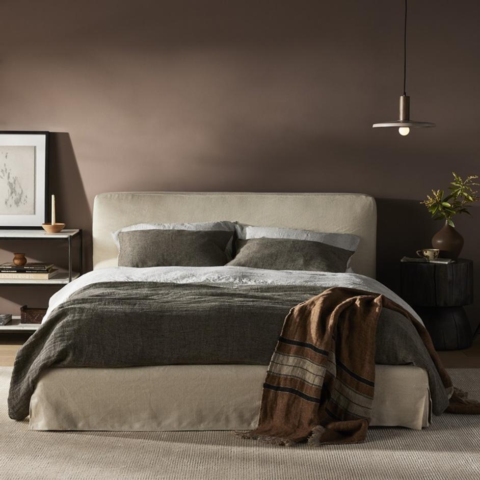 Aidan Slipcover Queen Bed - Brussels Natural by Four Hands