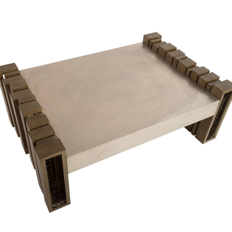 Barcode Coffee Table, Mohogany/SS by PHILLIPS COLLECTION