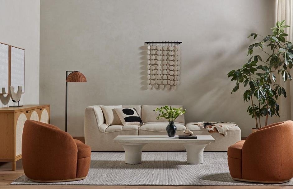 Parra Coffee Table In Plaster Molded Concrete by FOUR HANDS