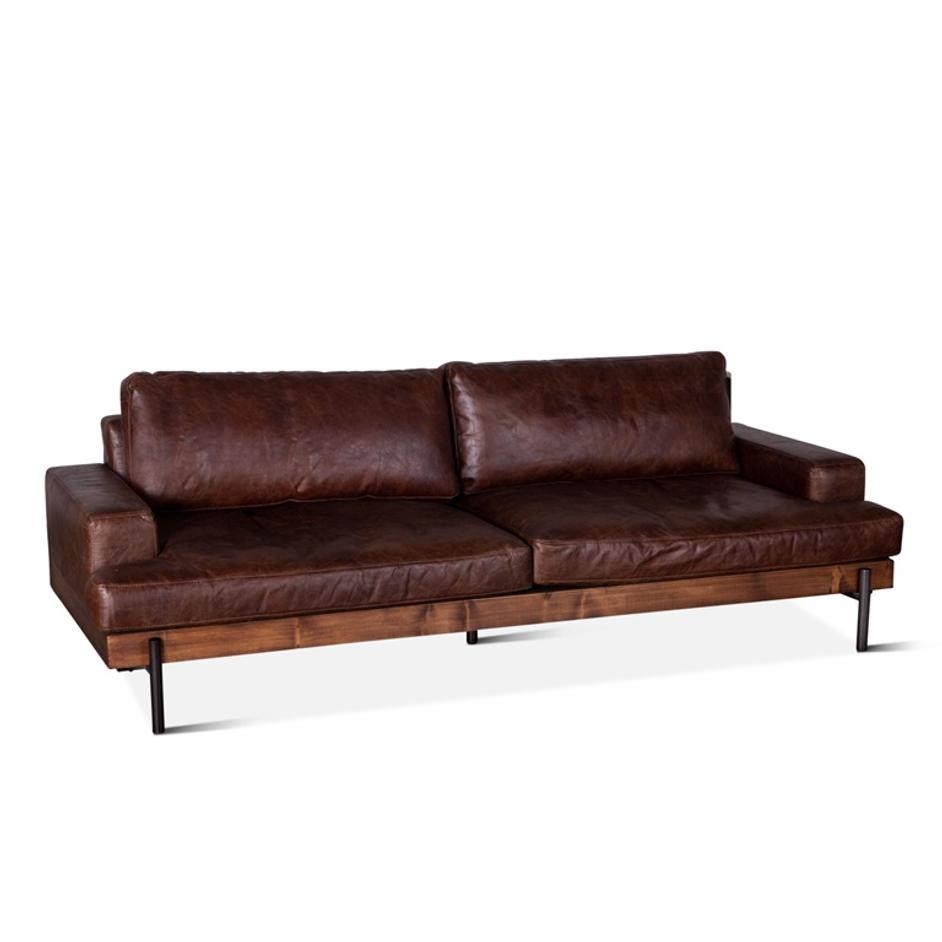 Portofino Leather Sofa Geisha Brown by Home Trends & Design