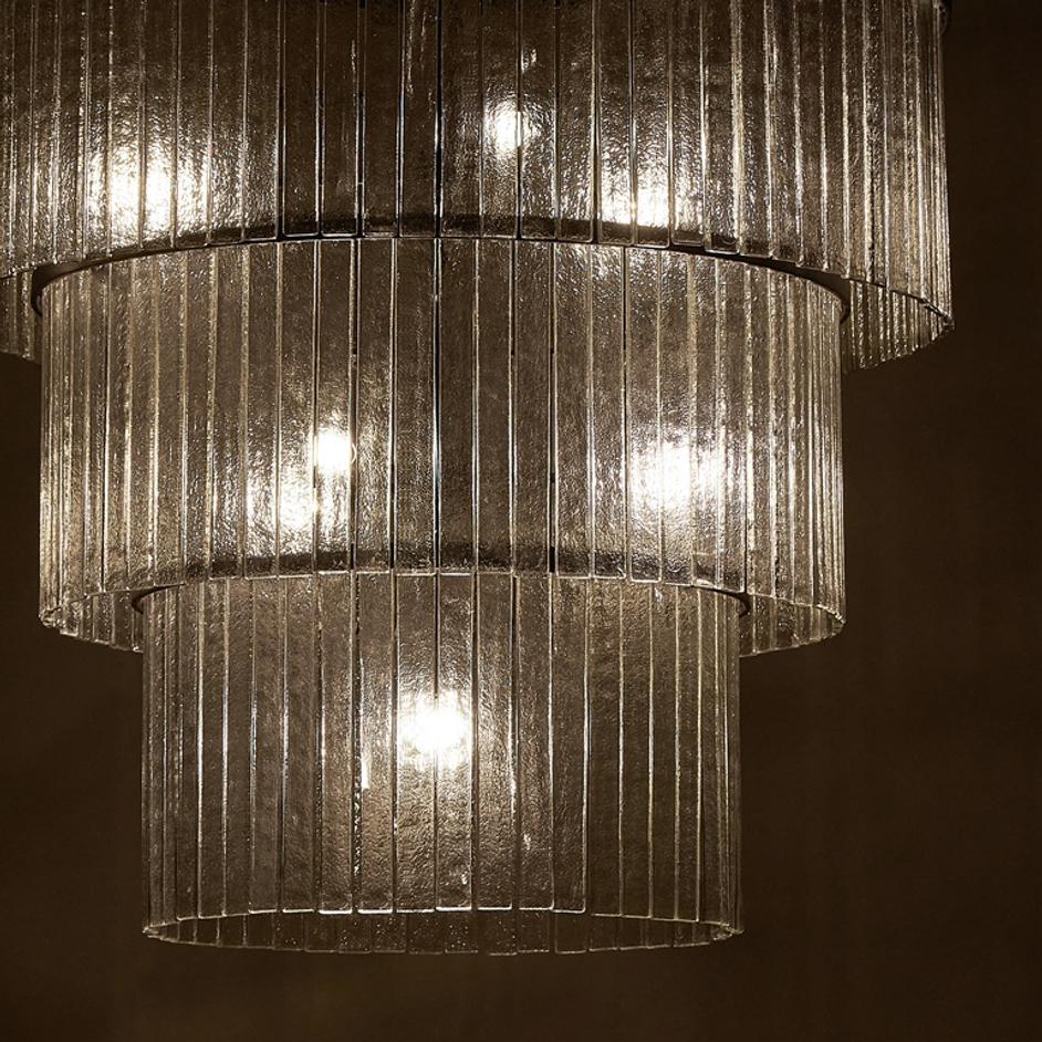 Meredith Large Chandelier in Clear Textured Glass by FOUR HANDS