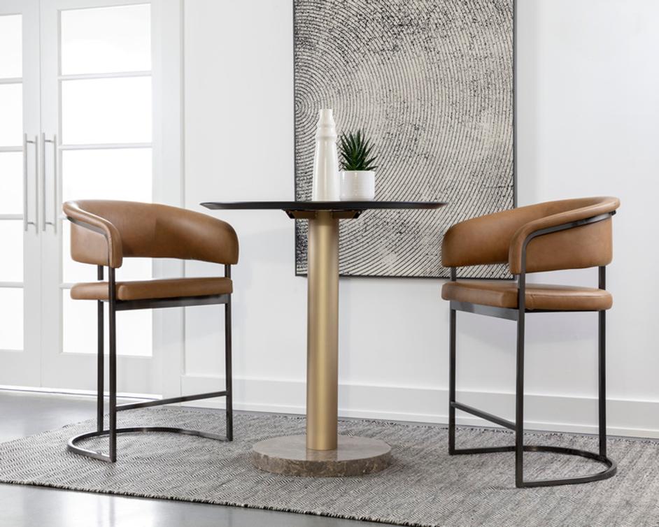 MARRIS COUNTER STOOL - GUNMETAL - MILLIKEN COGNAC by Sunpan