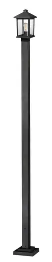 Portland 1 Light Outdoor Post Light in Black Finish by Z-Lite