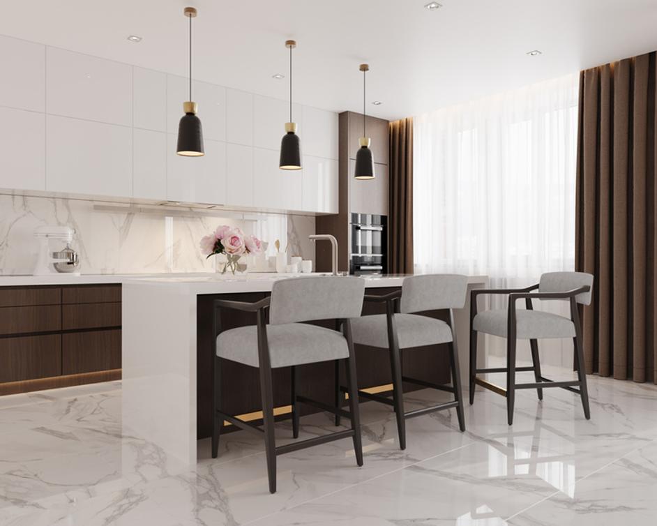 KEAGAN COUNTER STOOL - SALOON LIGHT GREY LEATHER by Sunpan