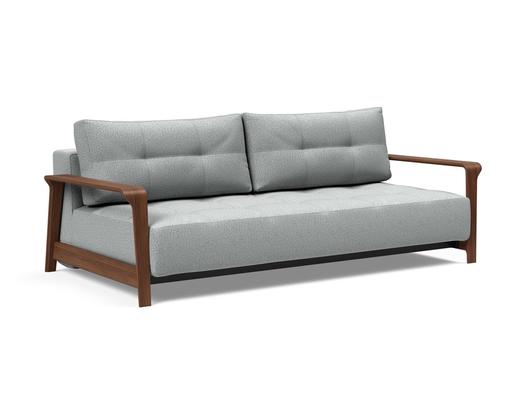 RAN D.E.L. SOFA BED in MELANGE LIGHT GREY FABRIC WITH Dark wood LEGS 538 by INNOVATION USA