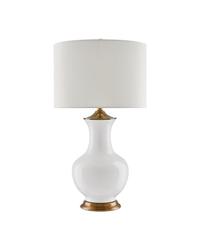 Lilou White Table Lamp In White & Antique Brass by Currey & Company