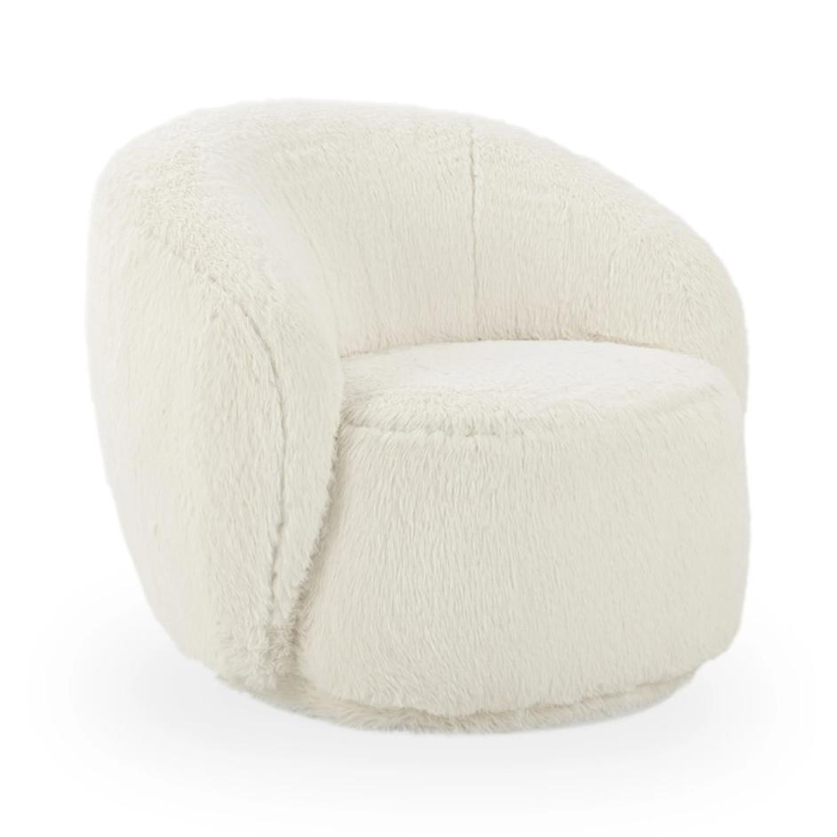 Adley Plush Swivel Chair - Vanilla by Classic Home