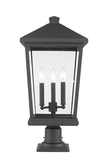 Beacon 3 Light Outdoor Pier Mounted Fixture in Oil Rubbed Bronze Finish by Z-Lite