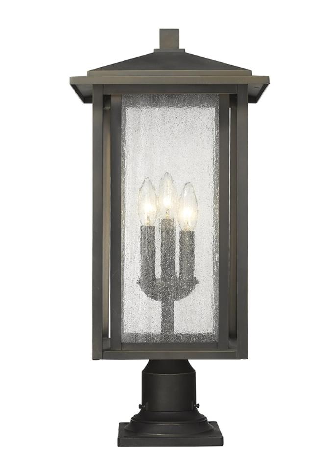 Aspen 3 Light Outdoor Pier Mounted Fixture in Oil Rubbed Bronze Finish by Z-Lite
