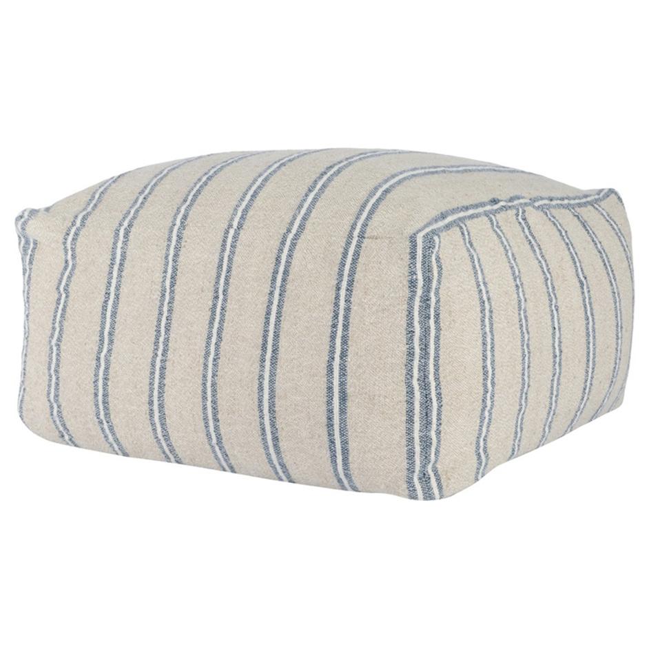 Delgada Natural/Blue Pouf by Classic Home