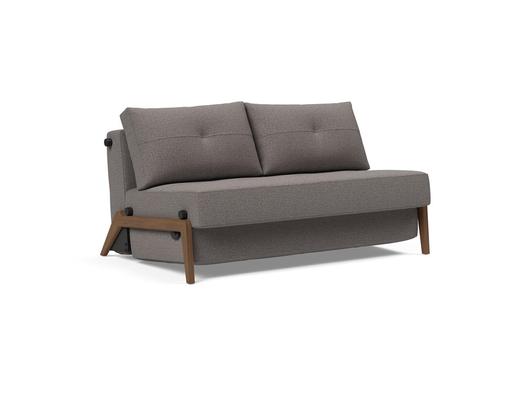 CUBED FULL SOFA BED in MIXED DANCE GREY FABRIC WITH Dark Wood LEGS 521 by INNOVATION USA
