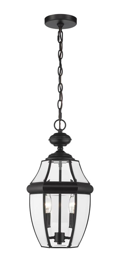 Westover 2 Light Outdoor Chain Mount Ceiling Fixture in Black Finish by Z-Lite