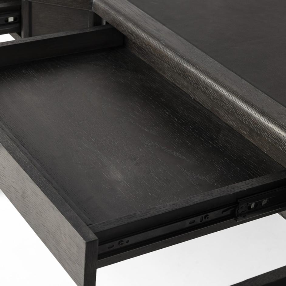 Claude Desk - Distressed Black Oak Veneer by Four Hands