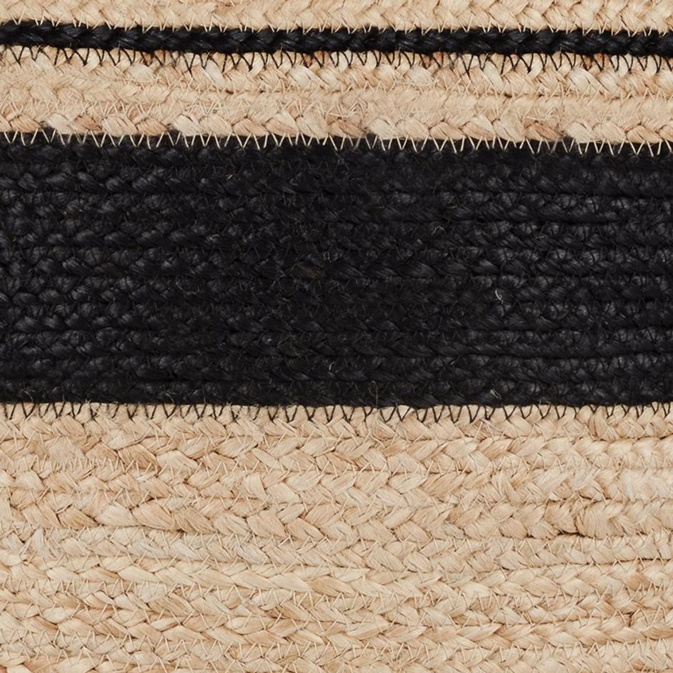 Faro Jute Natural/Black Pouf by Classic Home