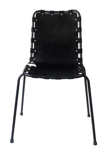 Chair Black Finish Leather On Black by BIDK Home