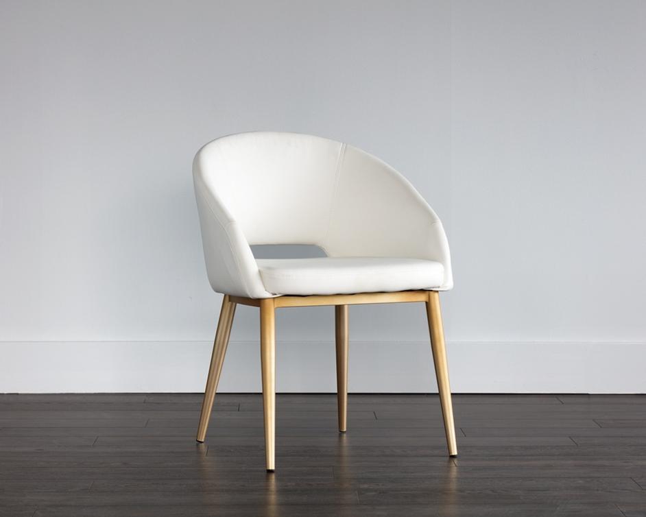 Thatcher Dining Chair - Antique Brass - Snow by Sunpan