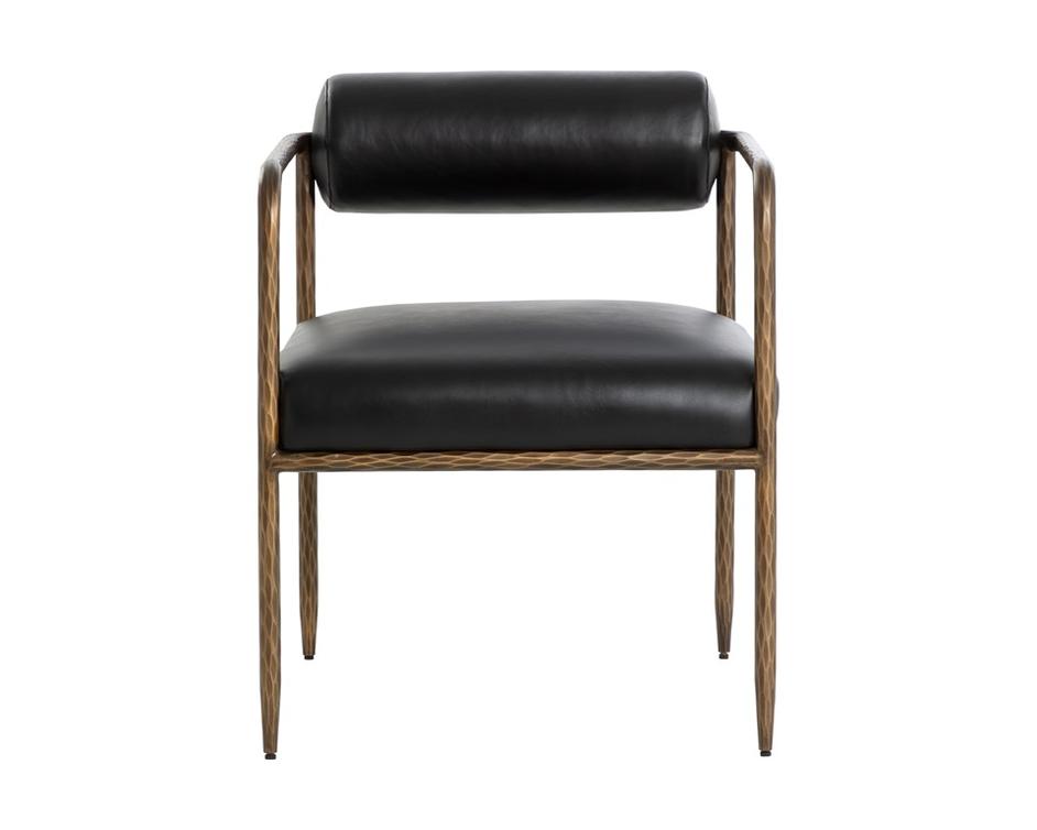 AJANI DINING ARMCHAIR - CHARCOAL BLACK LEATHER by Sunpan