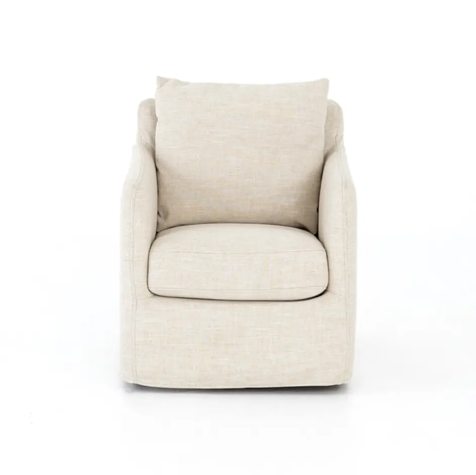 Banks Swivel Chair In Cambric Ivory by FOUR HANDS