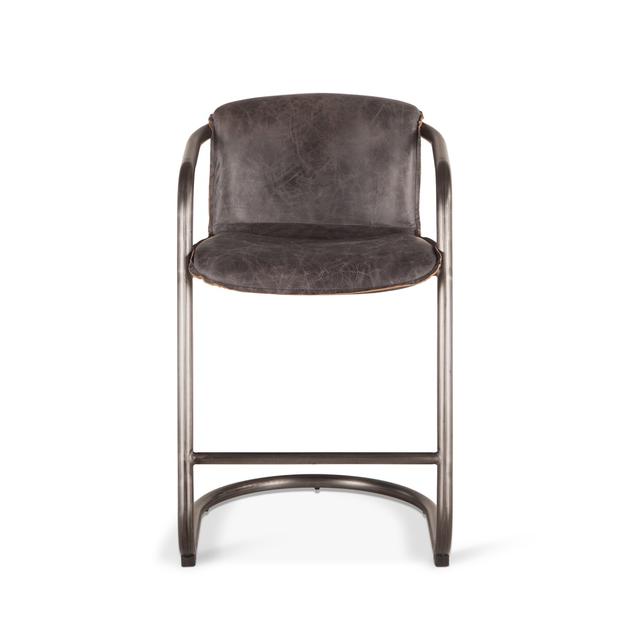 Portofino Distressed Antique Ebony Leather Counter Chair by Home Trends & Design