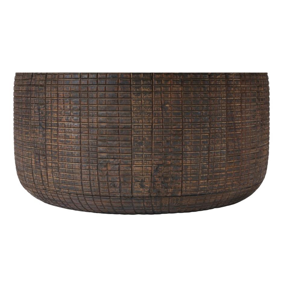 Atalia KD Reclaimed Teak Coffee Table w/ Steel Tray Top, Antique Copper  by New Pacific Direct